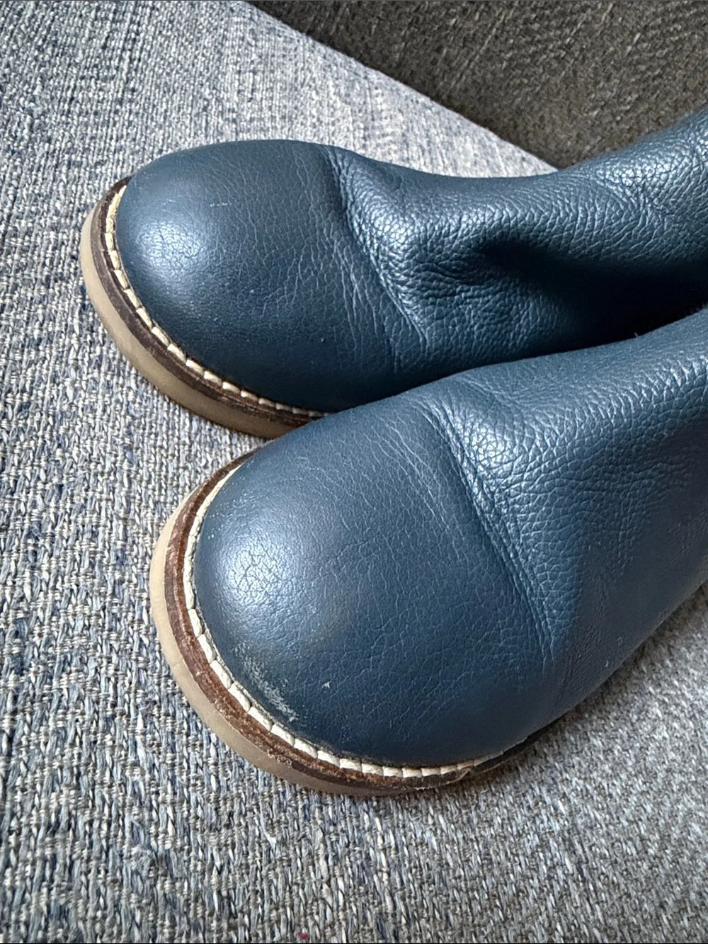 Mini Boden Leather Chelsea Boots, College Navy Rainbow Size: 32